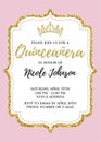 QuinceaÃÂ±era Birthday Party for Girl 15 years vector printable invitation card